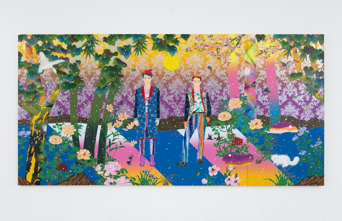 MATSUYAMA Tomokazu, People With People, 2021Collection of Senya & Company Co., Ltd., Acrylic and mixed media  on canvas, 213.3×426.7㎝