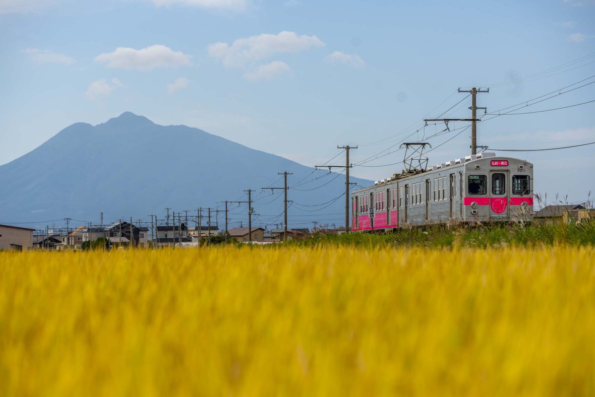 アート列車と岩木山